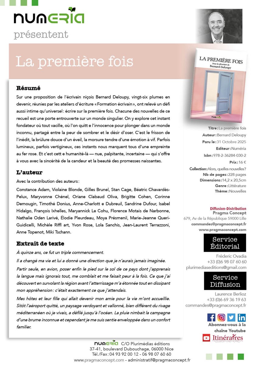 Dans le cadre de mon cycle d'ateliers d'écriture 2024/2025 "Formation écrivain", le recueil collectif annuel de nouvelles rédigées par ses participants vient de paraître chez Numéria éditions  ! 
deloupy.com/formateur/atel…
#ateliersdecriture