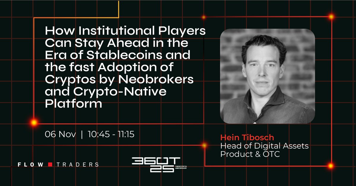 FlowTraders's tweet image. How can institutional players stay ahead in the era of stablecoins and rapid crypto adoption? 

Hein Tibosch our Head of Digital Assets Product &amp;amp; OTC, Eric Viohl, Wolf-Alexis Puttfarken and the moderator Ralph Achkar will be speaking at the @DeutscheBoerse &apos;s 360T 25th…
