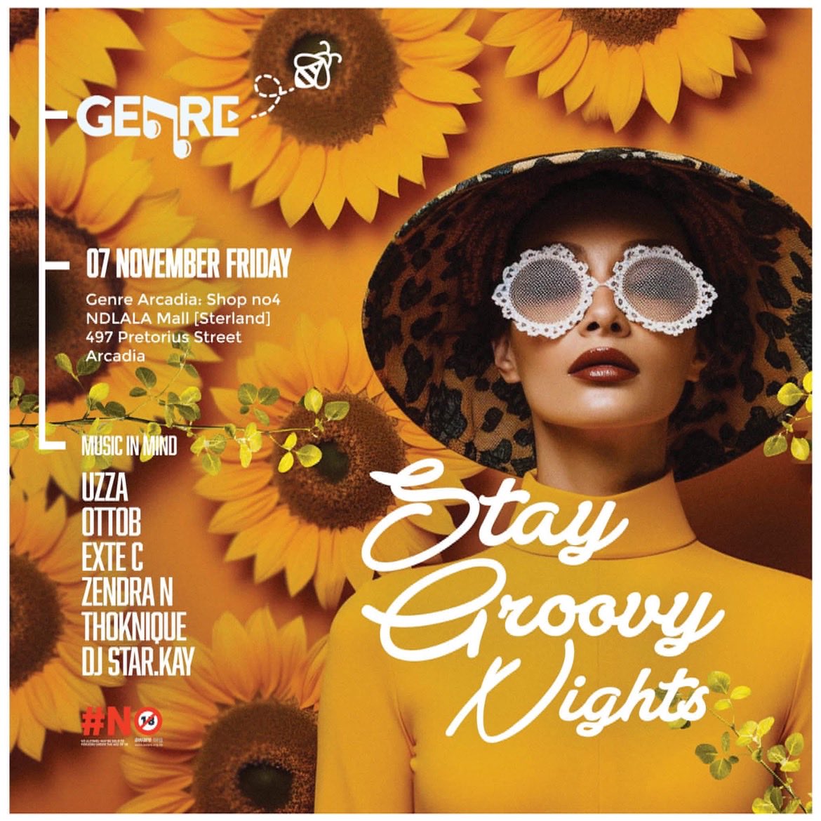 Stay Groovy NIGHTS• 
⛳️ Genre Eventing Socials Arcadia •FRIDAY 07 November ‘25 •