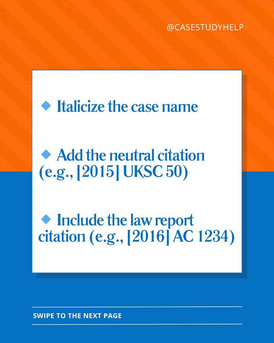 casestudyhelp's tweet image. Case law citations can make or break your legal writing!

Get them right every time with these quick referencing tips!

Visit at: tinyurl.com/2mpv333d

#lawstudents #uklaw #legalwriting #caselaw #lawschooltips #assignmenthelp #lawreferencing #llb #lawdegree #casestudyhelp