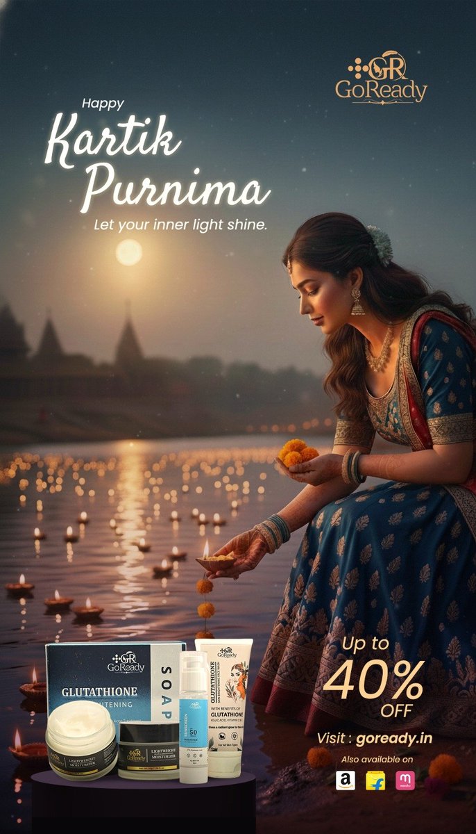 GoReadyServices's tweet photo. Happy Kartik Purnima ✨
Let your inner light shine.

Visit : https://t.co/S1PsqOTxci
Also available on Amazon, Flipkart, Meesho.

#BeautyProducts #Skincare https://t.co/xSsZx4QqIs