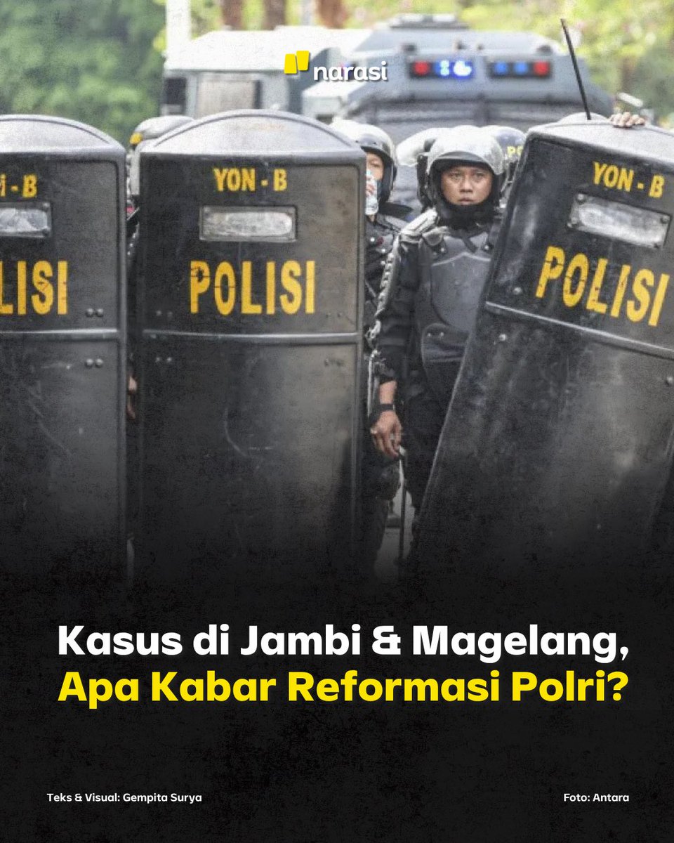 NarasiNewsroom's tweet image. Kepolisian baru-baru ini kembali menuai sorotan usai kasus pemerkosaan dan pembunuhan dosen di Jambi ramai dikecam publik. Sorotan lain juga datang dari keluarga korban salah tangkap oleh polisi di Magelang, yang memutuskan tidak melanjutkan proses hukum lantaran diduga menerima…