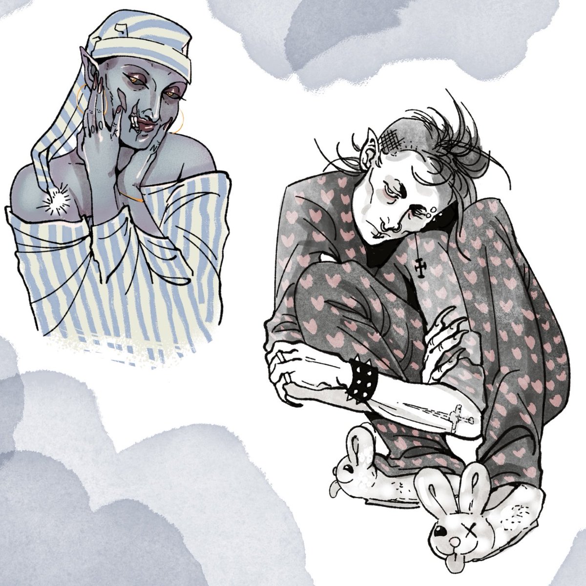 wornsword's tweet photo. first set of #vtmoc doodles in silly pajamas yayy https://t.co/uP55C7CafB
