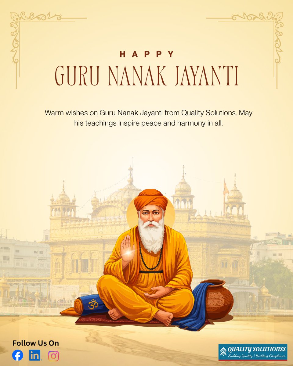 quality_solu's tweet image. ✨ Warm wishes on Guru Nanak Jayanti from Quality Solutions.
May his teachings inspire peace, truth, and harmony in all. 🙏
#GuruNanakJayanti #QualitySolutions #PeaceAndHarmony