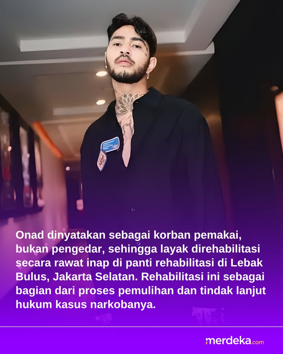 merdekadotcom's tweet photo. Polisi putuskan Onad jalani rehabilitasi 3 bulan di Lebak Bulus setelah dinyatakan murni pengguna narkoba.
#onad #narkoba #mdkan #mdknbl #merdekadotcom https://t.co/vsQGiLDWp7