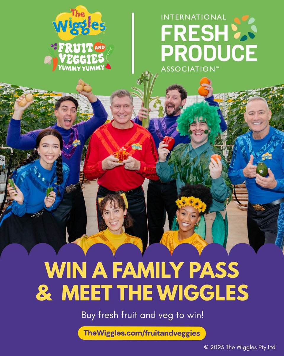 We’re celebrating fresh fruit and veggies with an exciting competition! You could WIN tickets to The Wiggles’ live concert + an exclusive Meet &amp; Greet! 🎉

Enter now!
 thewiggles.com/fruitandveggie…