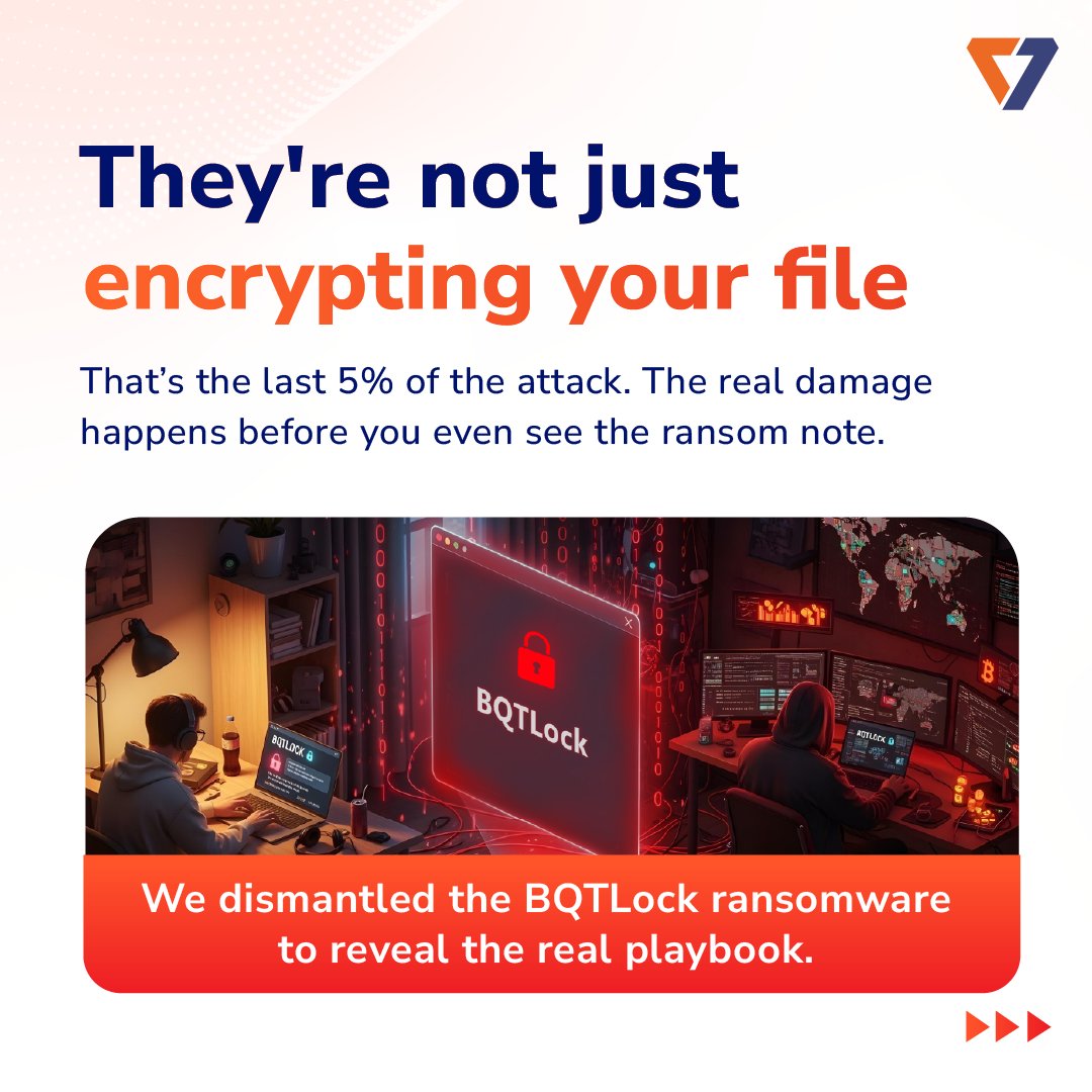 k7computing's tweet image. Stop focusing on the ransom note.

The real attack is surgical. Swipe to see how BQTLock disarms your databases before locking a single file.

Get the intelligence you need to actually stay safe. Download K7 Q2-2025_26 Threat Report now. rebrand.ly/K7_CTM_Q2_2025…

#ThreatReport