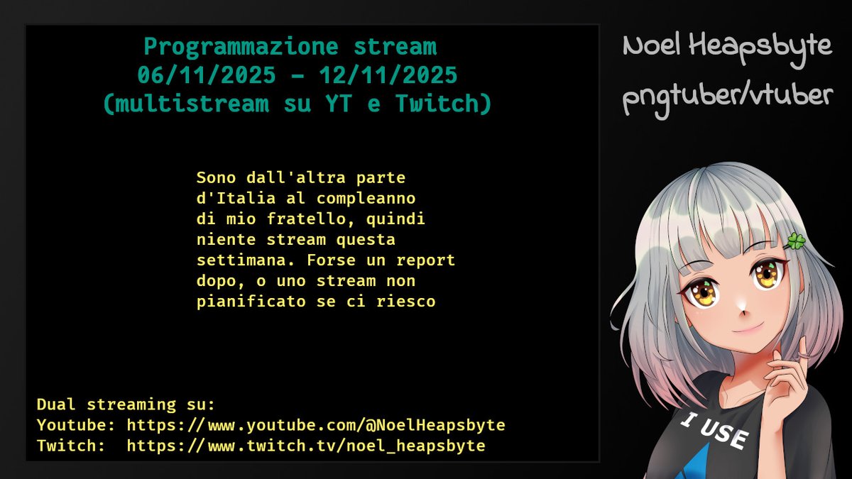 Sono via per una settimana, quindi...