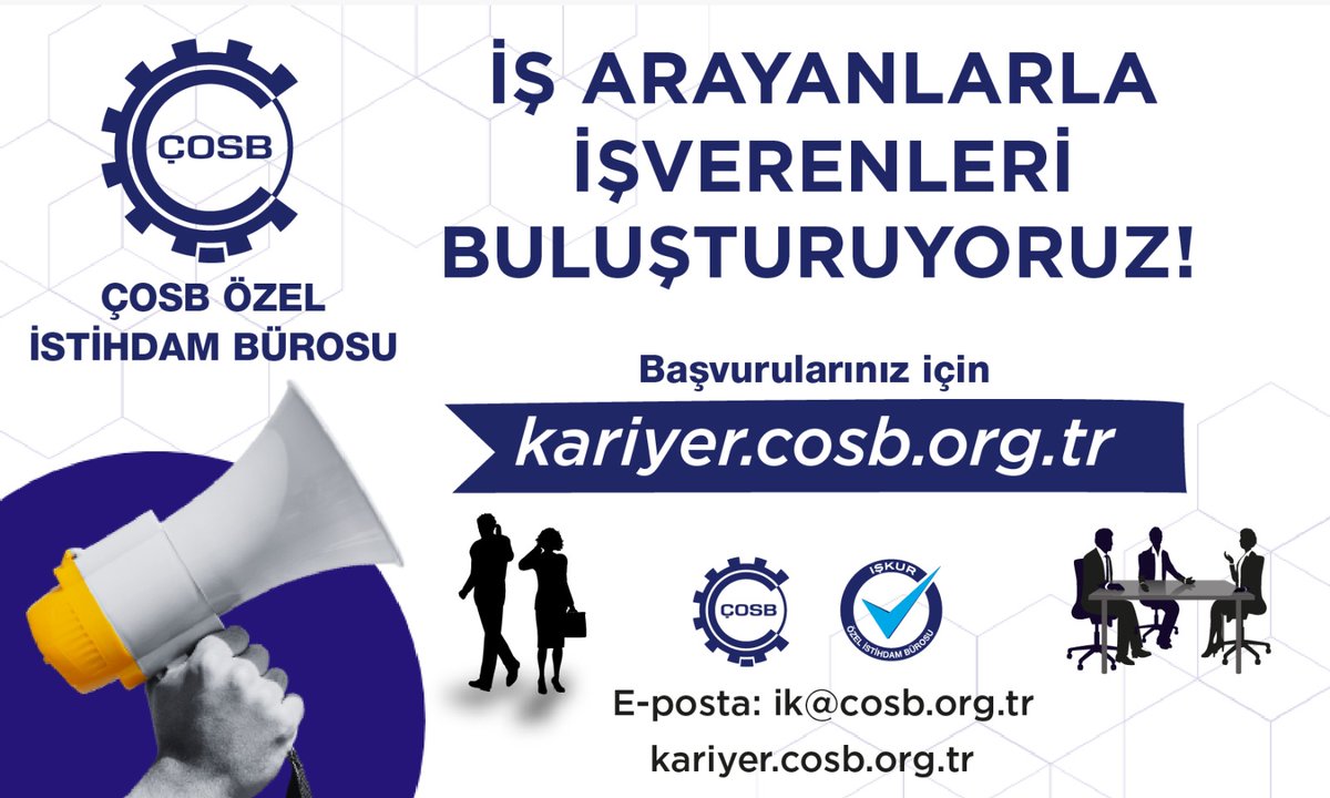 CerkezkoyOsb's tweet image. ÇOSB bünyesinde hizmet veren ÇOSB Özel İstihdam Bürosu, bölgenin nitelikli iş gücü ihtiyacını karşılamak ve kariyer fırsatları sunmak için iş arayanlarla işverenleri aynı platformda buluşturuyor!

 lnkd.in/d9zdVSD

#ÇOSB #ÇerkezköyOSB #ÖzelİstihdamBürosu