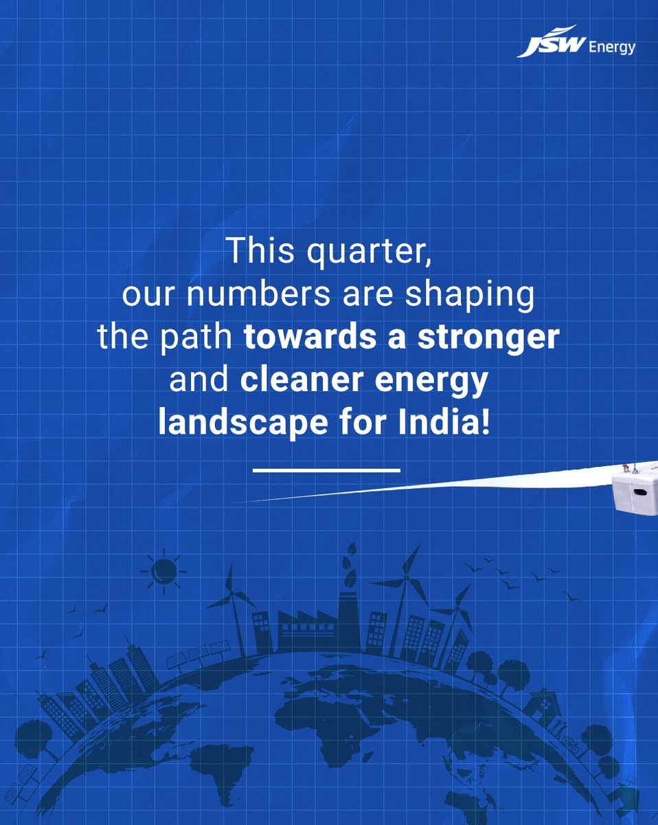 JSWEnergy's tweet image. Numbers speak volumes, ours tell a story of clear direction and confident progress. Each milestone turns ambition into measurable impact as we scale capacity, strengthen assets, and power India’s next chapter of clean energy.

#JSWEnergy #CleanEnergy #India #Energy
