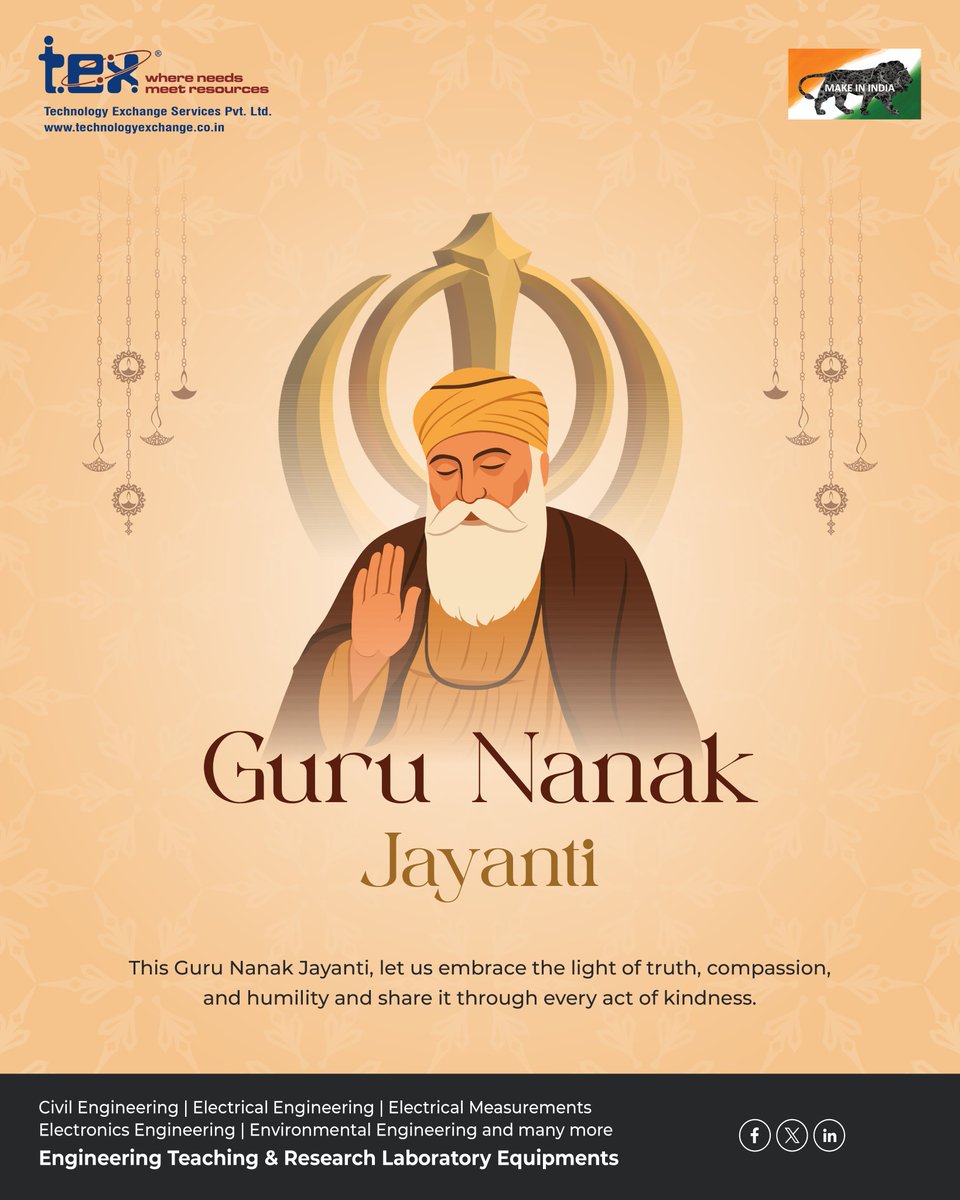 Tex_Technology's tweet image. Truth in every act.
Compassion in every heart.
Blessings of Guru Nanak Dev Ji always with us

#GuruNanakJayanti #PeaceAndLight #BlessedDay #gurunanakdevji #TEX