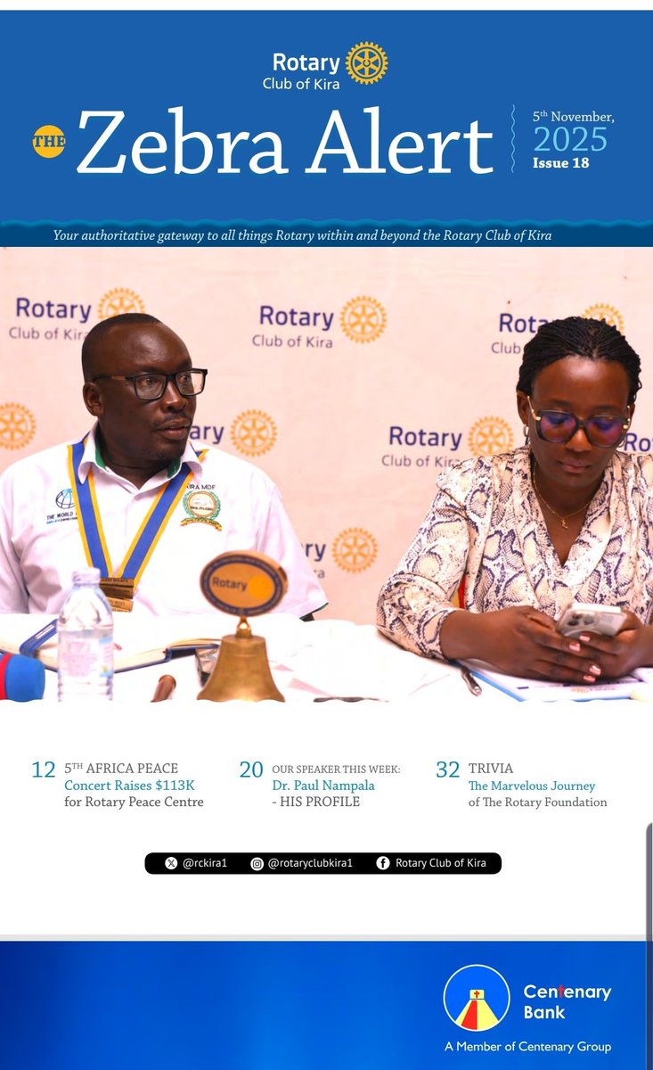 🚨One Edition at a Time. RC.KIRA’S ZEBRA ALERT EDITION 18  Spotlights the movement that defies limits. The Rotary Foundation making the impossible possible.

 #United4Good921
  #RotaryEyamba
  #ZebraAlert18