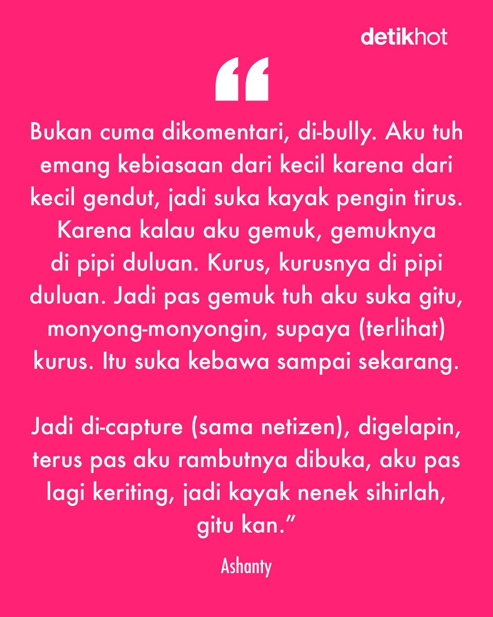 detikhot's tweet image. Ashanty sempat jadi sorotan karena membuat konten perawatan wajah yang rutin dilakukannya. Namun, ada saja netizen julid soal bentuk wajahnya. Duh duh...⁣
⁣
Ashanty pun langsung kasih paham buat mereka yang julid!⁣

&amp;gt;&amp;gt; hot.detik.com/celeb/d-819354…
⁣
#detikhot #Ashanty #Netizen