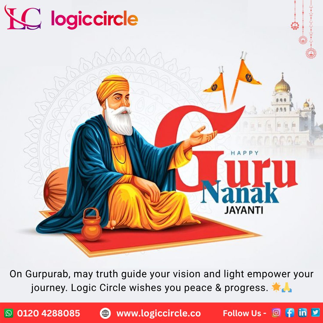 logiccirclein's tweet image. 💫 On Gurpurab, may Guru Nanak Dev Ji bless you with peace, wisdom &amp;amp; growth.
 Happy Guru Nanak Jayanti! 🙏✨
🌐 logiccircle.co
📞 0120 4288085

#Gurpurab #GuruNanakJayanti #Blessings #LogicCircle