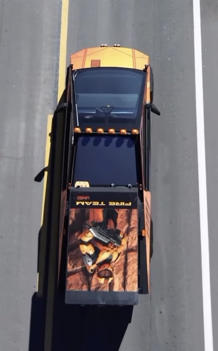 This aerial shot from <a href="/EmpireCWraps/">Empire Custom Wraps</a> drone footage of <a href="/cyberoffroad/">jerardo perez</a> Cybertruck (instagram). Wrap graphic on top was a last minute addition I designed.