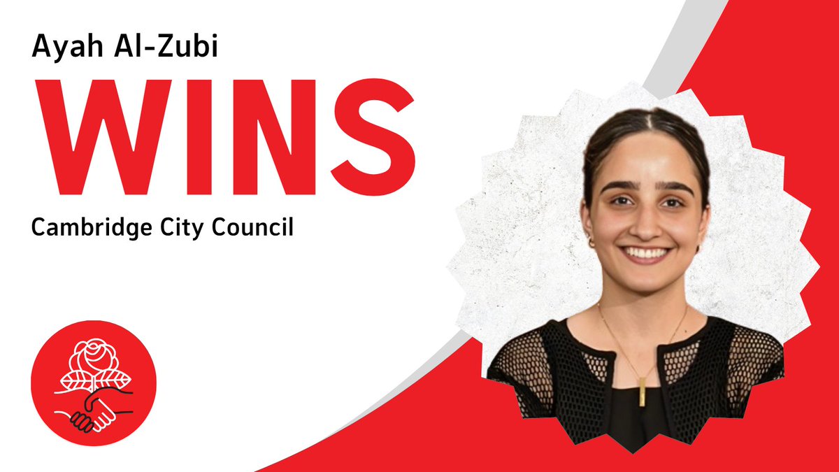 DSA congratulates Ayah Al-Zubi and <a href="/Boston_DSA/">Boston DSA</a> on Ayah's election to Cambridge City Council! 🎉

Ayah has already been fighting for the housing rights of Cambridge residents and will keep it up in office to make sure Cambridge is affordable and dignified for all. 🌹

1/2