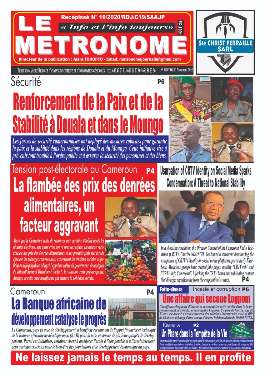 dashmedianews's tweet image. QUELQUES UNES DU 05 NOVEMBRE 2025

#highlights #followers #revue #presse #dashmedia #DashTv