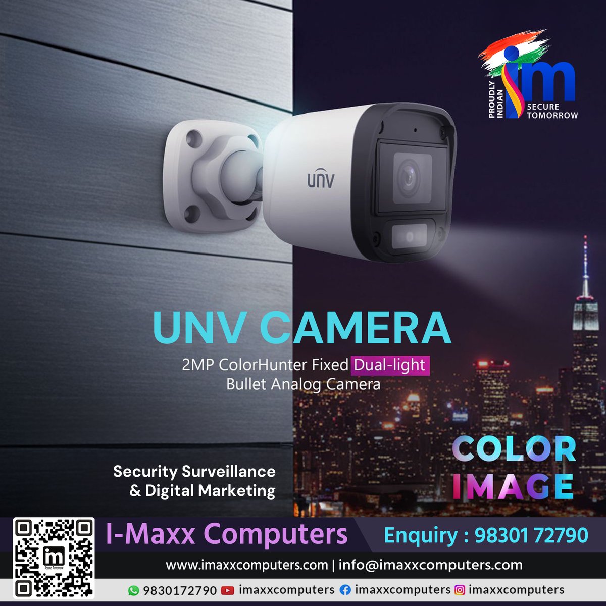 imaxxcomputers's tweet image. 📸 Get sharp color images even in low light. Perfect for home, office, and industrial surveillance. 🌃

📞 Enquiry: 98301 72790
🌐 imaxxcomputers.com
📧 info@imaxxcomputers.com

#UNVCamera #SecurityCamera #CCTV #IMaxxComputers #ColorHunter #DualLightCamera #SmartSecurity