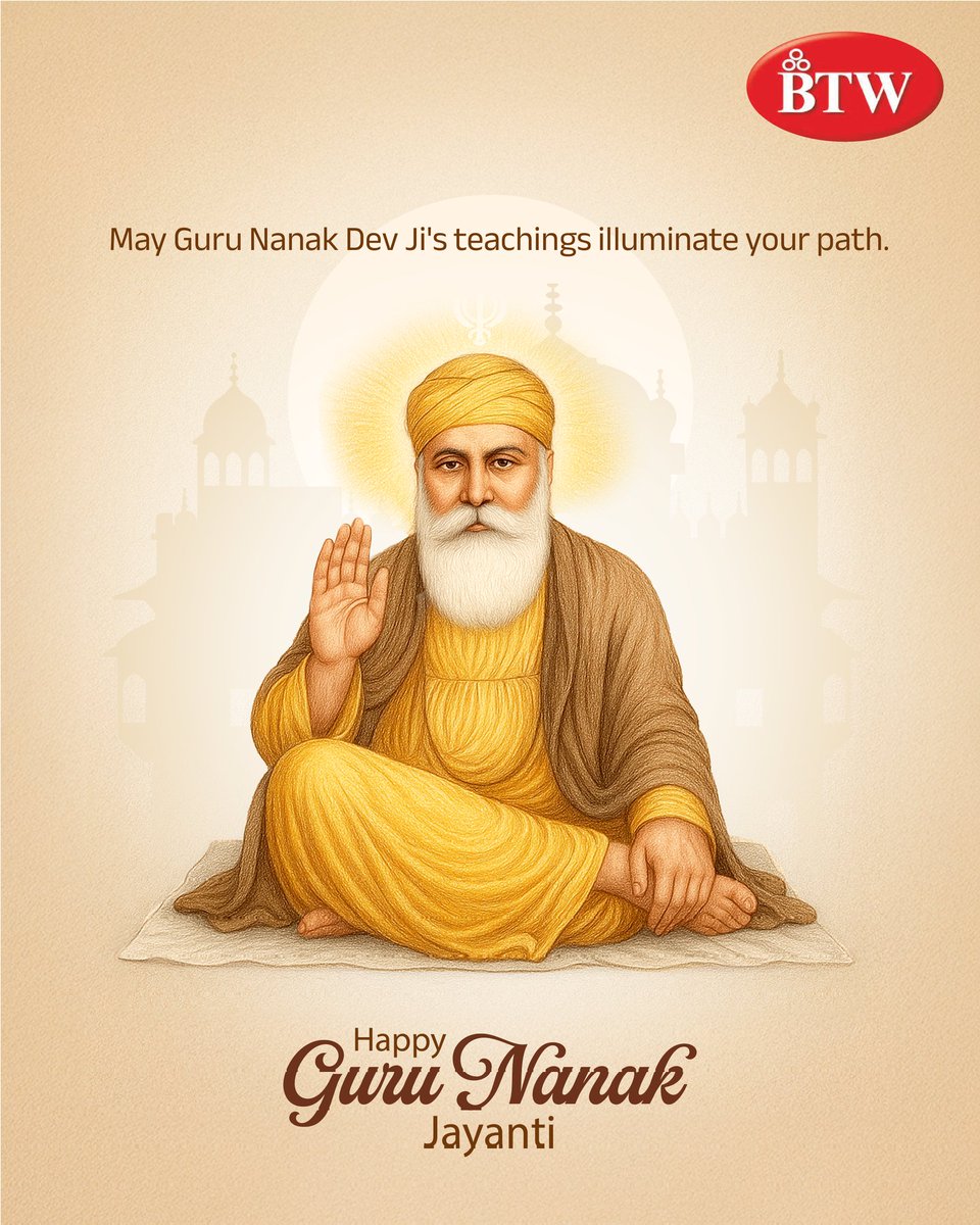 Bittootikkiwala's tweet image. Spreading the light of wisdom, peace, and compassion. 🌼
BTW wishes you all a blessed and peaceful Guru Nanak Jayanti 🙏✨

#GuruNanakJayanti #BTW #PeaceAndKindness #Blessings #btwdelights #btwindia