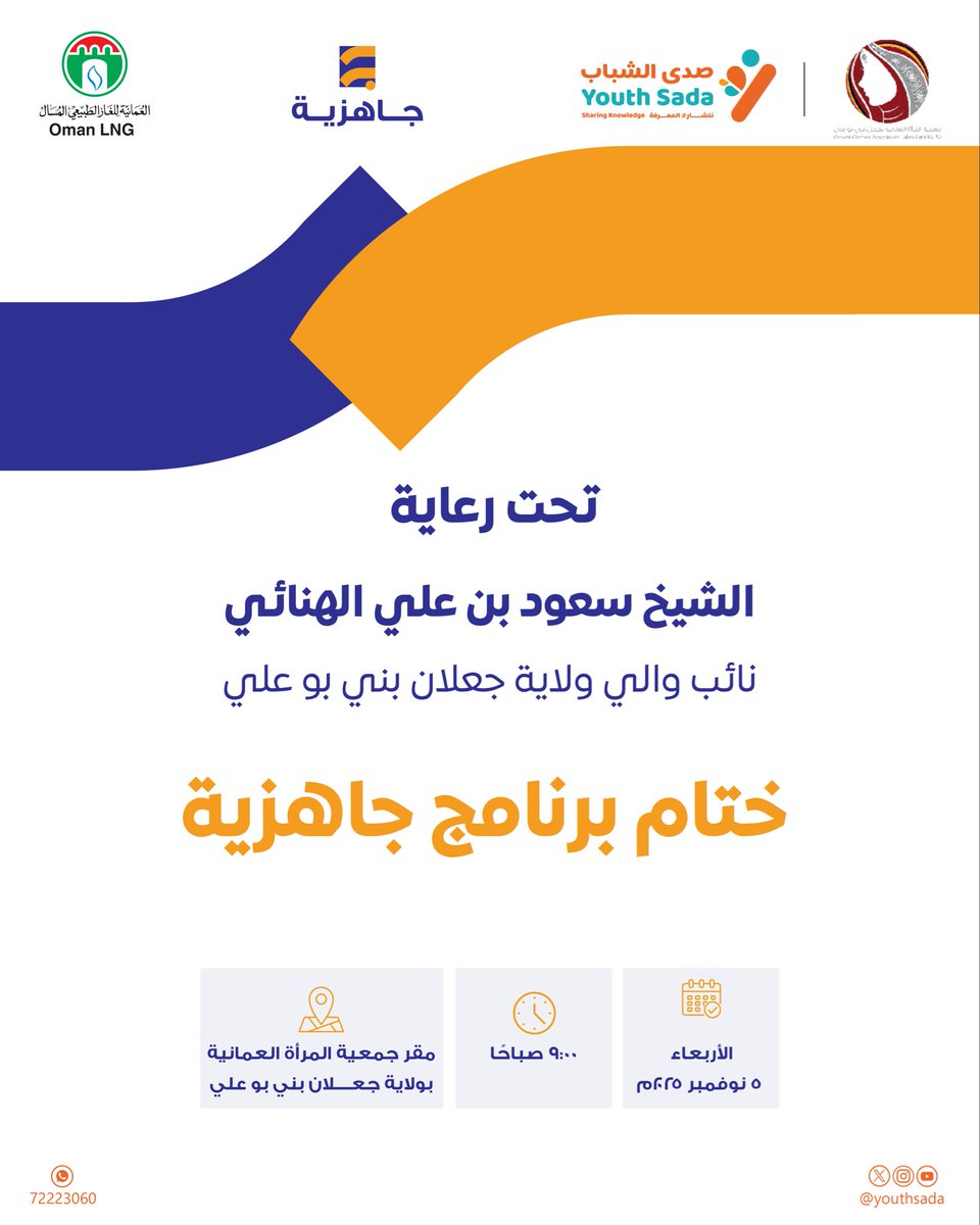 تحت رعاية الشيخ سعود بن علي الهنائي نائب والي جعلان بني بو علي يُختتم اليوم برنامج جاهزية لتعزيز مهارات الشباب الخريجين والباحثين عن عمل بمقر جمعية المرأة العمانية بجعلان بني بوعلي✨
<a href="/owa_jbbali/">جمعية المرأة العمانية بجعلان بني بو علي</a>