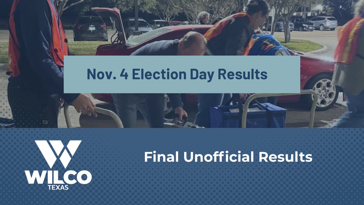 WilcoElections's tweet image. The final unofficial election results are in with an 18.9% voter turnout! Results are official when they are canvassed. livevoterturnout.com/ENR/williamson…