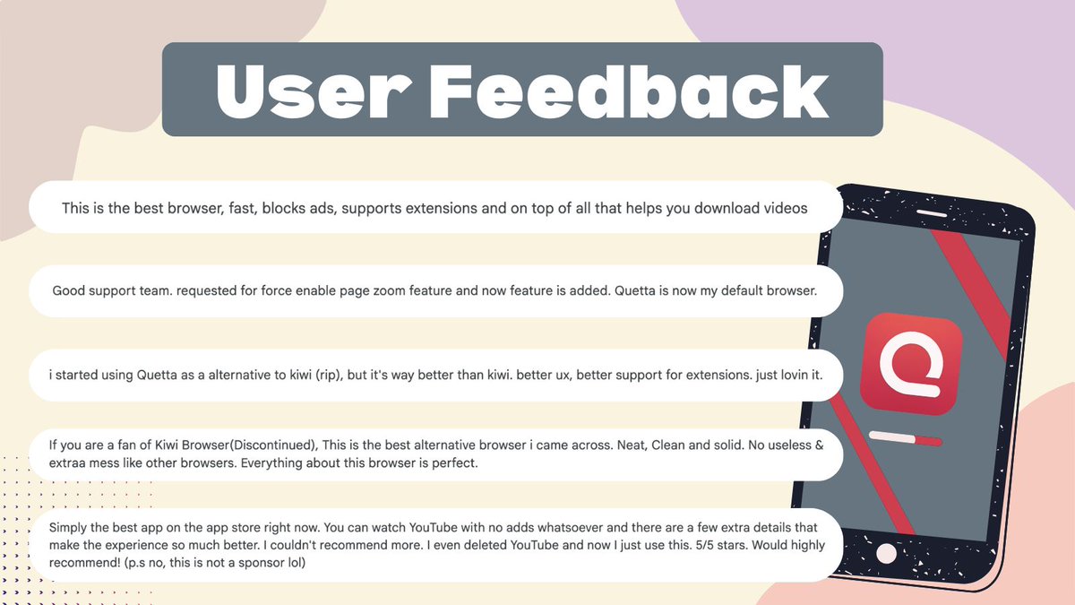 QuettaBrowser's tweet image. Real users. Real feedback. Real love.
Thanks for helping us make Quetta better every update! #UserFeedback #QuettaBrowser