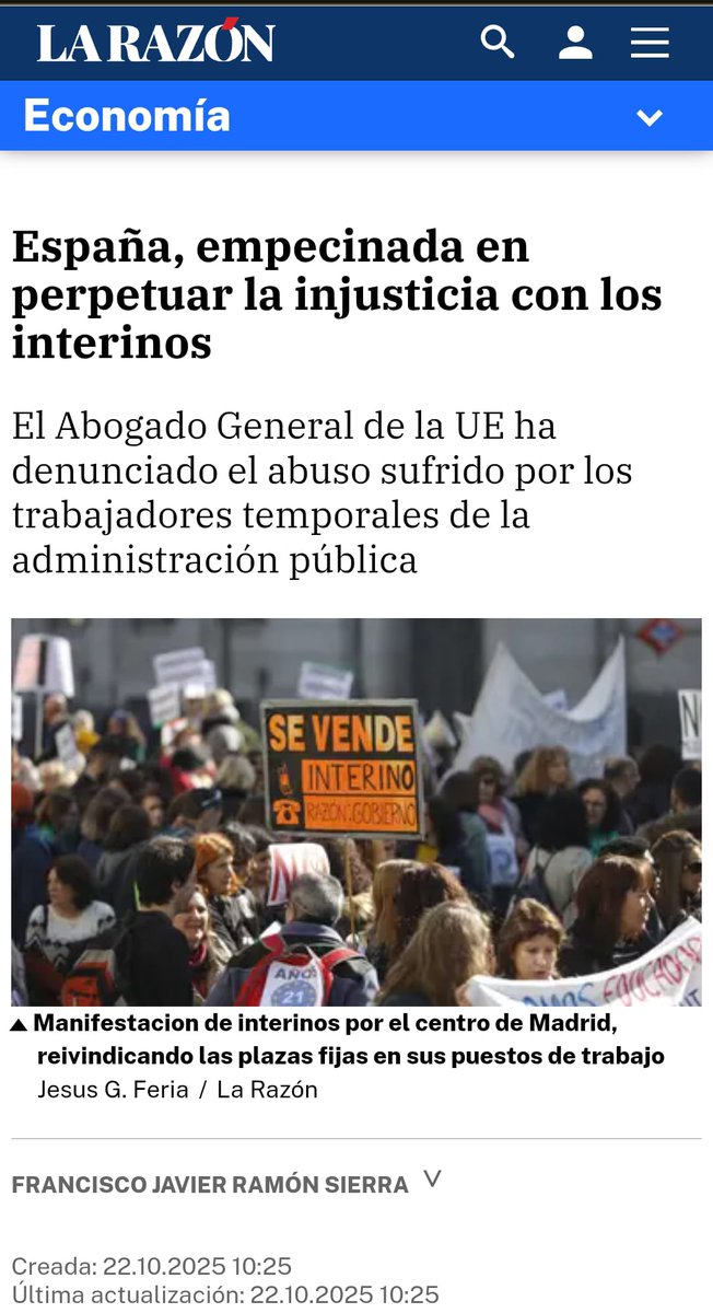 Mientras el <a href="/PSOE/">PSOE</a> dice NO a cumplir con el TJUE y da la espalda a casi 1 millón de familias de temporales, 
La Razón publica este titular ... si  La Razón.

¿Entra en su cálculo de defensa de los intereses millonarios de sindicatos el trasvase de votos?
x.com/Pafp_mad/statu…
