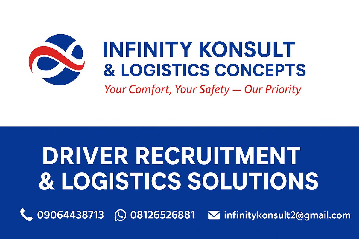 chefdipson's tweet photo. 🏢 Are you a company, logistics firm, or private individual looking for professional drivers or riders?

Infinity Konsult &amp; Logistics Concepts connects you with vetted, experienced professionals across Nigeria.

📞 Contact us: 09064438713 https://t.co/BEZ4S4JzaQ