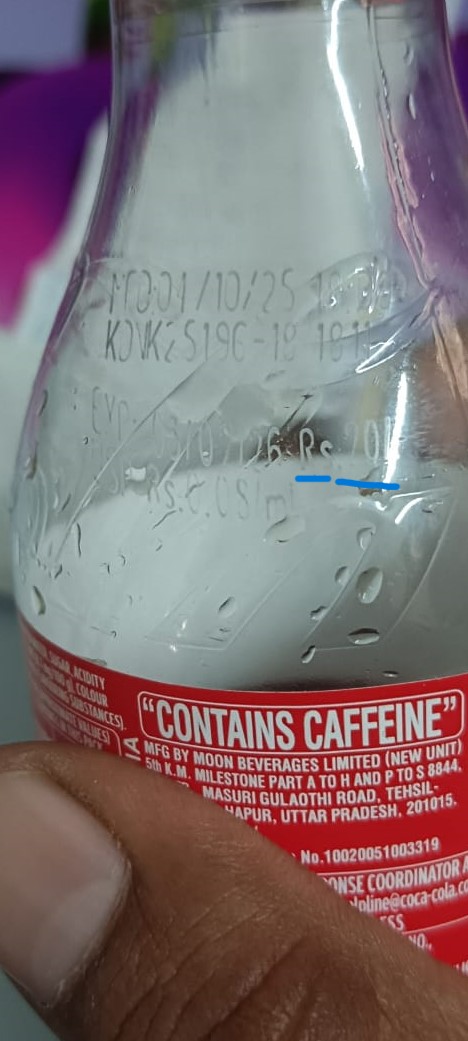 DeepMehra2's tweet image. On 4th Nov 2025, I bought a 200ml @CocaCola bottle from @dominos_india Khatipura, Jaipur
The MRP printed on the bottle is ₹20, but Domino’s charged me ₹66 for the same item — ₹46 extra!
Isn’t this a clear violation of the MRP rule under the Consumer Protection Act?
@consaff