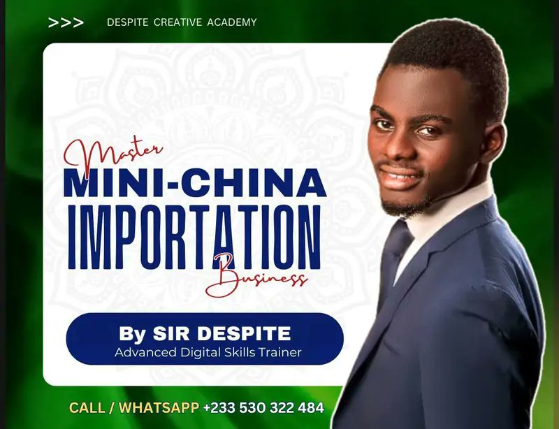 Sly_Addo1's tweet image. 🔥 MASTER MINI-CHINA IMPORTATION! 🔥  

🏆 Top Sold Course by Sir Despite  

✅ Import from China  
💼 Low capital, high profit  
📈 Step-by-step guide  

📚 Enroll Now!  
📞 +233 530 322 484  

⏳ Limited Slots!  

#MiniImportation #DespiteCreativeAcademy