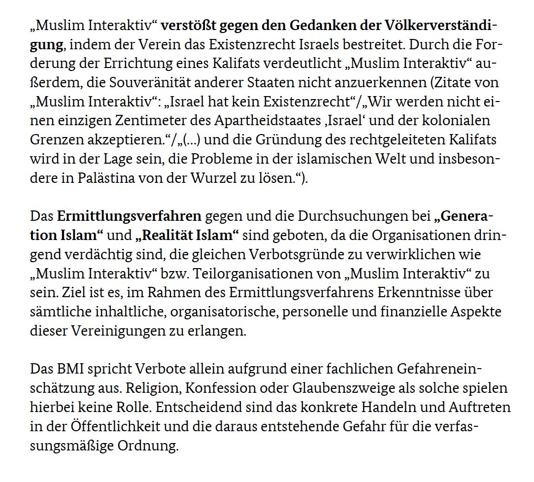 🔴 <a href="/BMI_Bund/">Bundesministerium des Innern</a> verbietet die islamistische Vereinigung »Muslim Interaktiv« und durchsucht bei »Generation Islam« und »Realität Islam«, teilte das Ministerium soeben mit