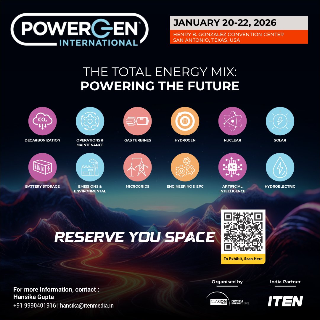⚡ Power Up. Stand Out. Lead the Future.

POWERGEN International 2026 is where the world’s power generation innovators meet. 
  🚀 Exhibitor spaces are filling fast — Reserve Your Stand Today!  

📅 Jan 20–22, 2026 | San Antonio, Texas 
📩hansika@itenmedia.in
