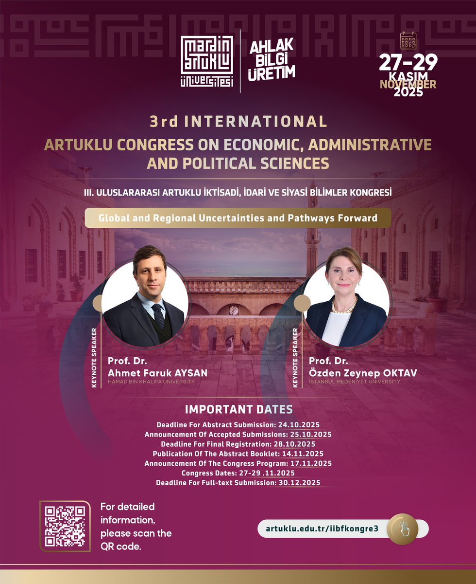 Fakültemizin 27-29 Kasım 2025 tarihlerinde düzenleyeceği 3. Uluslararası İktisadi İdari ve Siyasi Bilimler Kongresi program kitapçığı taslak dosya yayınlanmıştır. 

Ayrıntılı bilgi için: 
artuklu.edu.tr/iibfkongre3

<a href="/mardinartuklu/">Mardin Artuklu Üniversitesi</a> 
<a href="/ibrahimozcosar/">ibrahim özcoşar</a> 
<a href="/ylmazdemirhan/">Yılmaz Demirhan</a>