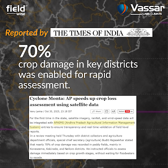 vassar_labs's tweet photo. 🌪️ Speed. Scale. Security.
During Cyclone Montha, #APAIMS enabled Andhra Pradesh to act fast & transparently:
• Identified 6.23L acres at risk
• Sent 69L alerts to farmers
• Guided field action with geo-intelligence
• Ensured fair, rapid relief via satellite + ground checks https://t.co/oyxbI4P3mI