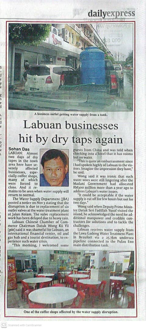 Labuan federal territory suffers the same water supply problems as in mainland Sabah