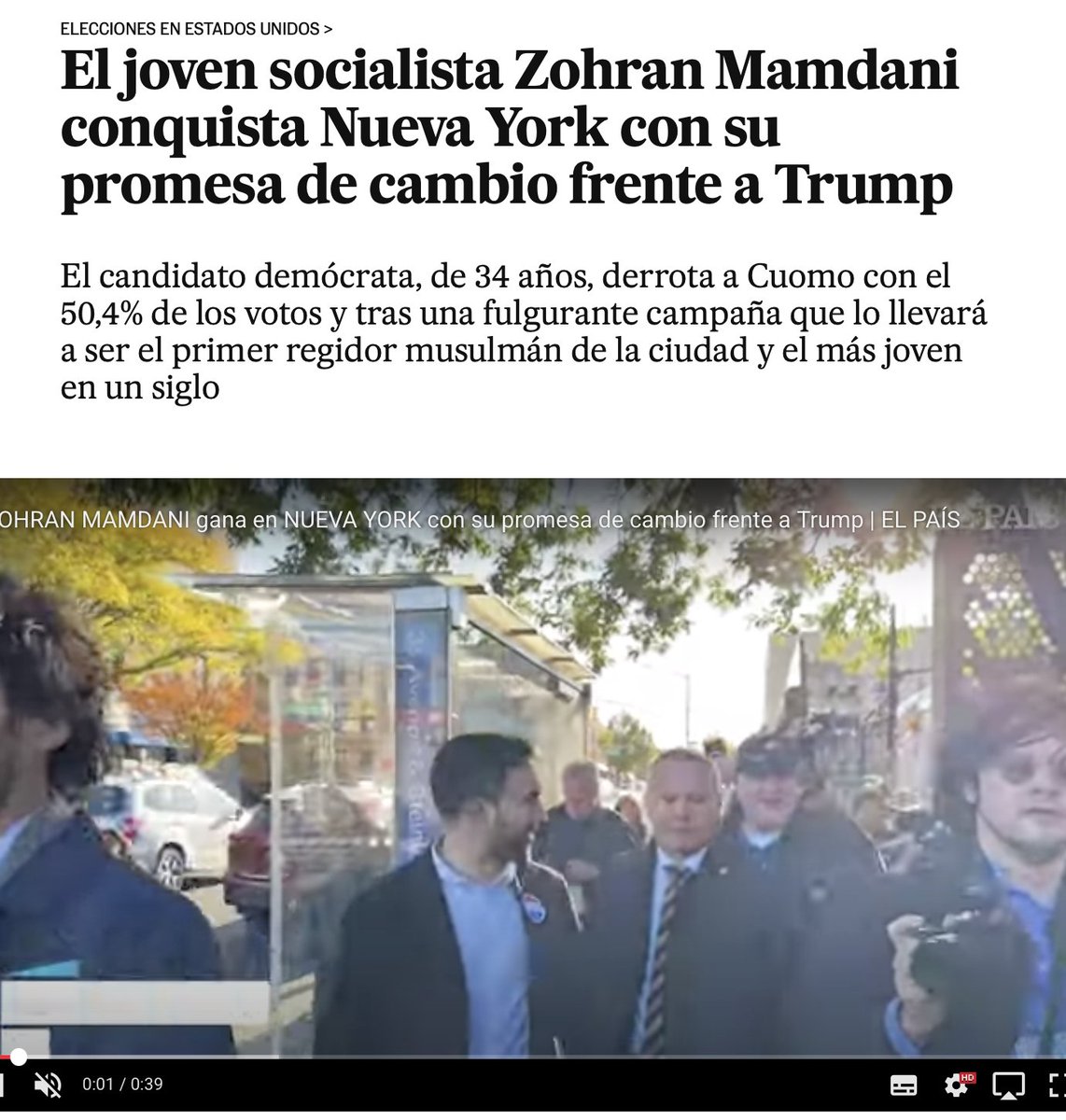 🫶Nueva York vota esperanza y convivencia.

🗳️Zhoran Mandami ganó las elecciones. 

🔗Puedes leer la noticia aquí:

elpais.com/internacional/…