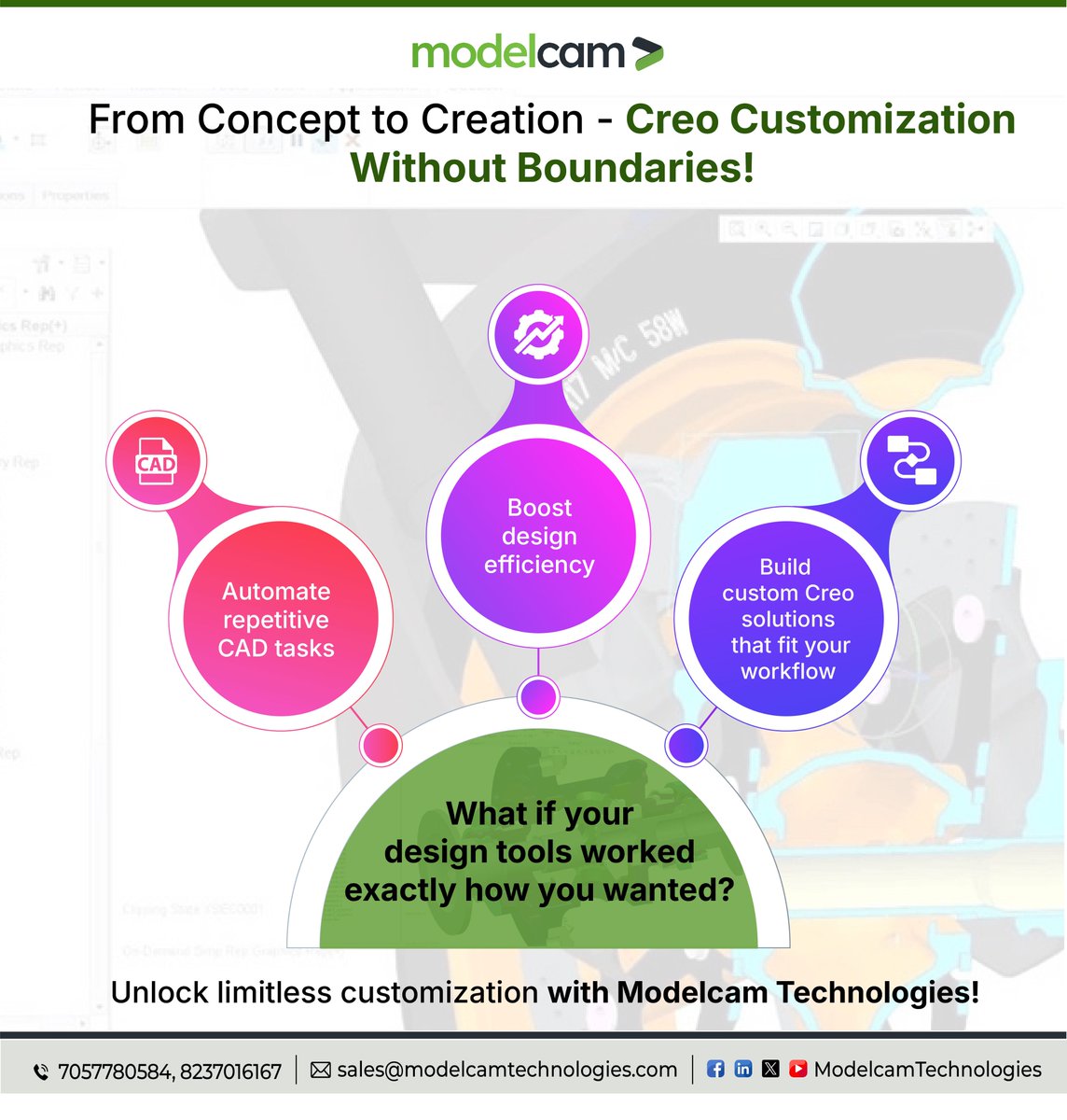 Modelcam's tweet image. What if you could customize Creo without limits? 🚀

Modelcam helps engineers automate modeling, integrate data smartly &amp;amp; design faster than ever.
Unlock limitless possibilities today!

👉 tinyurl.com/msunf4uv

#CreoCustomization #PTCCreo #CADAutomation #ModelcamTechnologies