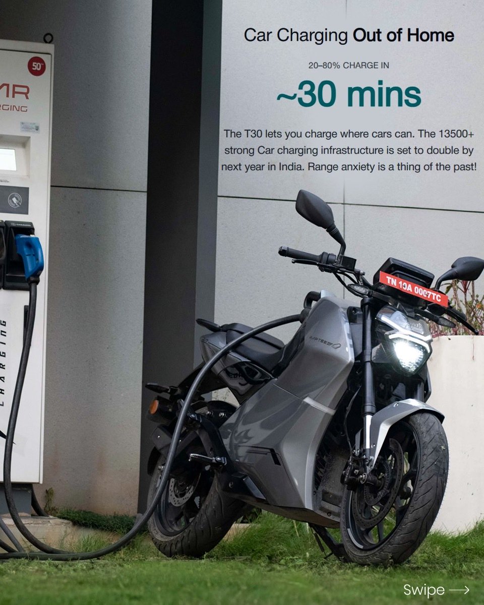 _EVINDIA's tweet image. ⚡ Meet Raptee T30 — where car-grade tech meets two-wheeled performance!

Built on high-voltage architecture, it packs a 5.4 kWh battery, 70 Nm torque &amp;amp; does 0–60 km/h in 3.5 s. Top speed? 135 km/h.

Is this India’s next big performance EV? 🇮🇳⚙️

#RapteeT30 #EVIndia @RapteeEnergy