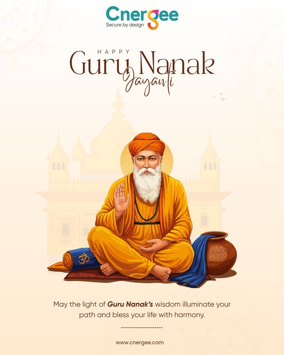 CnergeeTech's tweet image. On this sacred occasion of Guru Nanak Jayanti, we remember and celebrate the timeless teachings of Guru Nanak Dev Ji — of truth, humility, and selfless service.
At Cnergee, we believe in building connections that empower and uplift — rooted in integrity and guided by purpose.🌟
