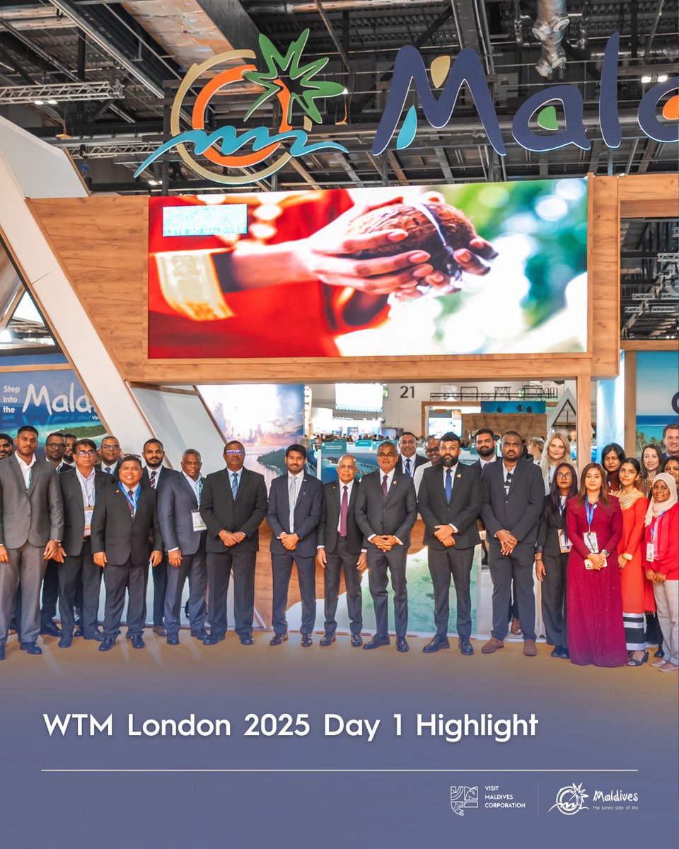 visitmaldivesco's tweet image. World Travel Market 2025 is officially underway! We were honored to represent destination Maldives and showcase the best of the Sunny Side of Life during day 1!