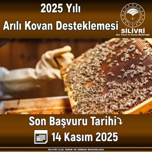 ‼🐝2025 YILI #ARILIKOVAN DESTEKLEMESİ BAŞVURU SÜRESİ UZATILDI🐝 ‼

📎facebook.com/silivri.tarim/…

<a href="/SilivriTarim/">Silivri İlçe Tarım ve Orman Müdürlüğü</a> 
<a href="/isttarimorman/">İstanbul İl Tarım ve Orman Müdürlüğü</a> 
<a href="/TCTarim/">T.C. Tarım ve Orman Bakanlığı</a> 
<a href="/TR_HAYGEM/">Hayvancılık Genel Müdürlüğü</a>