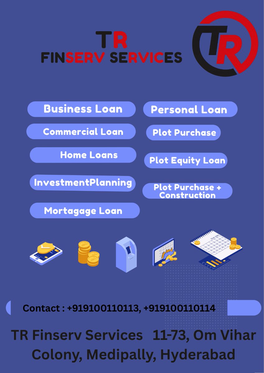 TRFinServices's tweet photo. 💼 Your Financial Growth Partner!  At TR Finserv Services, we make your financial goals a reality — whether it’s buying a home, expanding your business, or planning your next investment. We offer:  🏠 Home Loans | 💰 Personal Loans | 🏢 Business &amp; Commercial Loans  📈 Investment https://t.co/7P0jfCMSBk