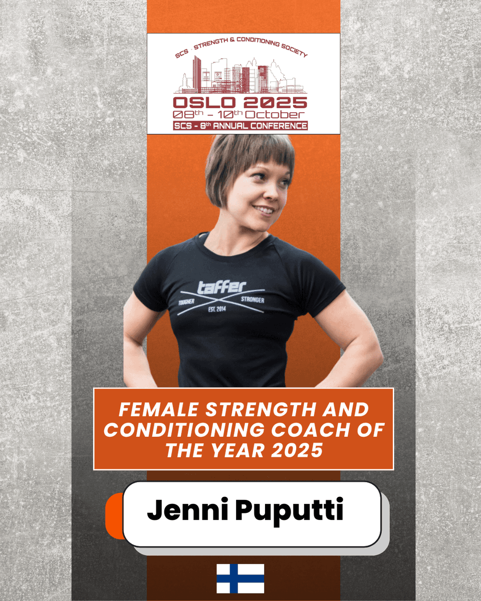 S_C_Society's tweet image. 👏 Congrats to Jenni Puputti, Female S&amp;amp;C Coach of the Year 2025! A role model for excellence and inspiration in strength &amp;amp; conditioning. 💪
#SCS2025 #WomenInStrength #CoachLife