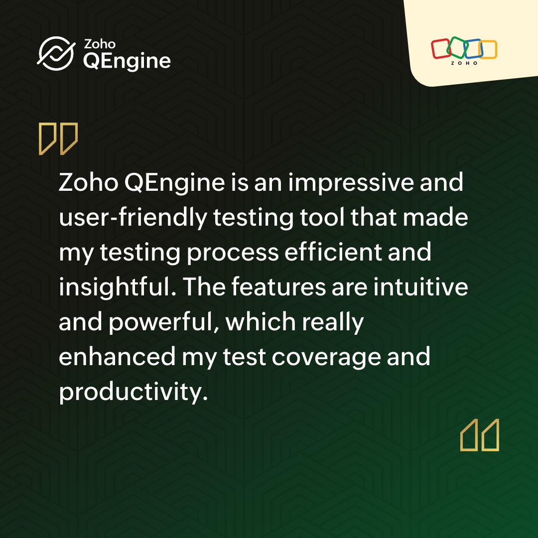 ZohoQEngine's tweet image. Congratulations Mano for winning second place in the Zoho QEngine Testathon 2025. We&apos;re glad you found Zoho QEngine to be user-friendly and intuitive!

#ZohoQEngineTestathon2025 #TestAutomation