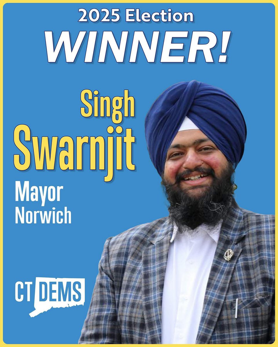 S. Swarnjit Singh Khalsa (coordinator UN-NGOs Council, World Sikh Parliament)
ਨੂੰ ਨੌਰਵਿਚ ਕਨੈਕਟੀਕਟ ਵਿੱਚ ਮੇਅਰ ਦੀ ਚੋਣ ਜਿੱਤਣ ‘ਤੇ ਬਹੁਤ-ਬਹੁਤ ਵਧਾਈਆਂ ।
ਈਸਟ ਕੋਸਟ ਦੇ ਸਮੂਹ ਗੁਰਦੁਆਰਿਆਂ ਦੀਆਂ ਅਰਦਾਸਾਂ ਅਤੇ ਸਹਿਯੋਗ ਸਦਕਾ ਮਹਾਰਾਜ ਨੇ ਇਸ ਪੰਥਕ ਸੋਚ ਵਾਲੇ ਨੌਜਵਾਨ ਵੀਰ ਨੂੰ ਇਹ ਜਿੱਤ ਦਾ ਮਾਣ ਬਖਸ਼ਿਆ ਹੈ