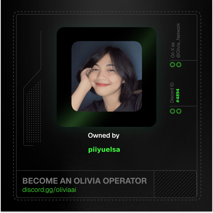 piiyuelsa's tweet photo. Billions of interactions.

Thousands of agents.

One network.

Claimed my Olivia Module and joined the infrastructure powering it all. 

You in? 

https://t.co/n8jfiXiTj5 https://t.co/I5uS9BBOez