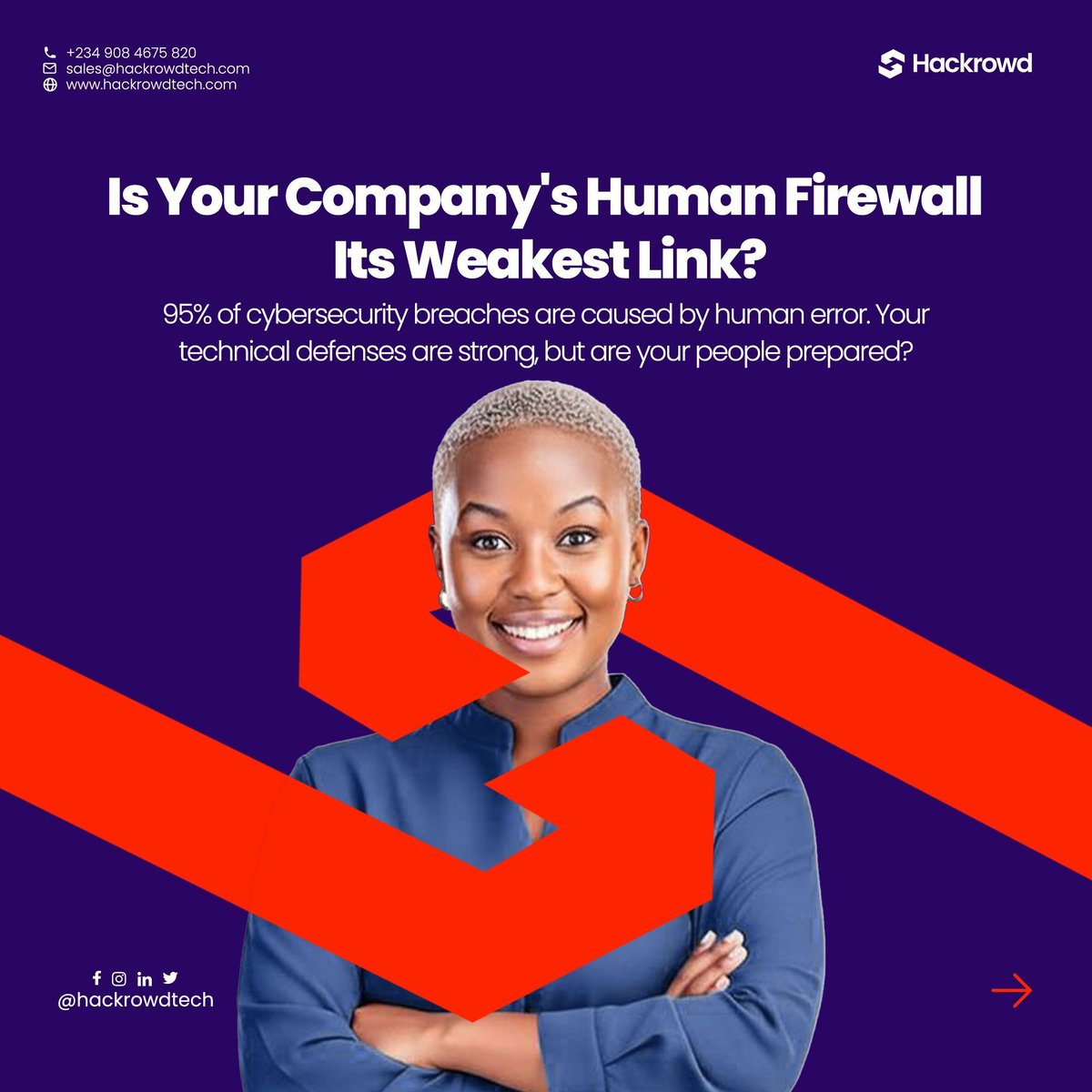 hackrowdtech's tweet image. 95% of cybersecurity breaches are caused by human error — not technology.
Your firewalls are strong. But are your people prepared?
At Hackrowd, we help organizations train their teams to recognize, resist, and respond to real-world cyber threats.
🔗 hackrowdtech.com/corporate-secu…