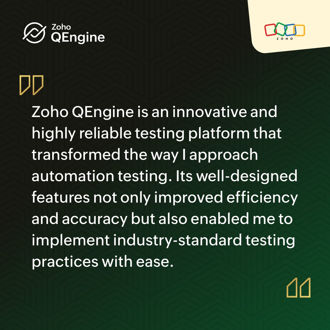 ZohoQEngine's tweet image. Congratulations Vinoth on winning third place in the Zoho QEngine Testathon 2025. We look forward to your app testing skills in the future editions of our Testathon!

#ZohoQEngineTestathon2025 #TestAutomation