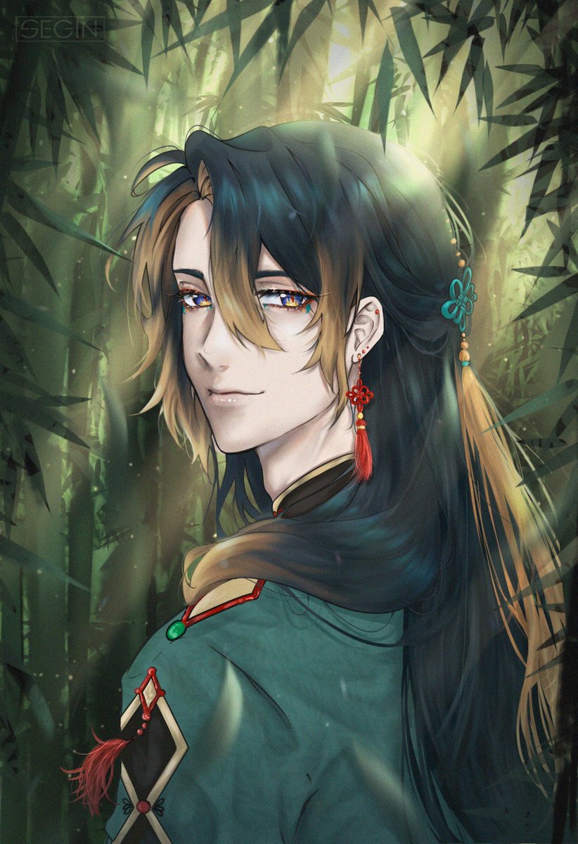 Segin_exe's tweet image. #oc #ocart 

Tiānlù is a young man blessed with the good fortune of Pixiu. He runs a teahouse where he serves tea that imparts a bit of "good luck" to those who drink it.