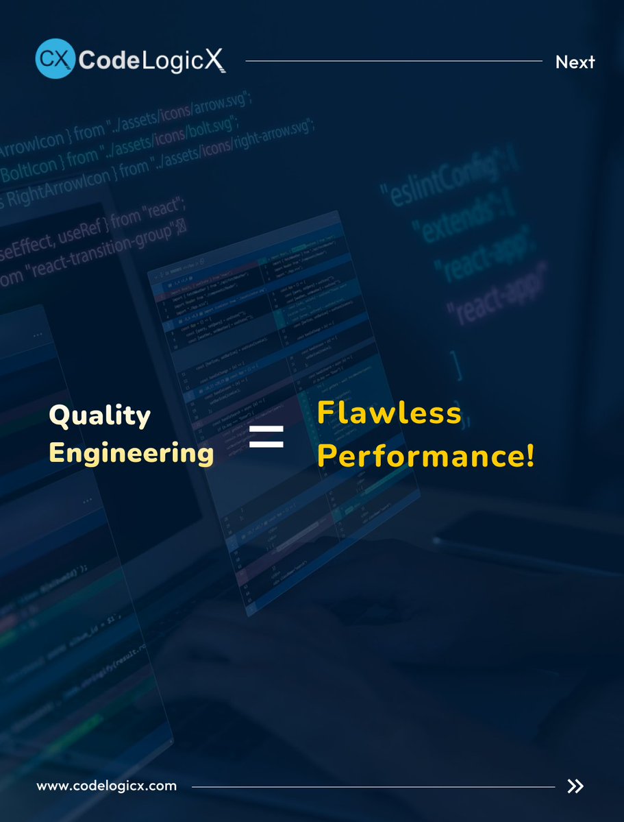 Codelogicx's tweet image. Explore Quality Engineering with CodeLogicX!                                            Partner with us to enhance product excellence, user trust, and digital resilience.
Let’s redefine quality, together.

#QualityEngineering #SoftwareTesting #AutomationTesting #TechInnovation